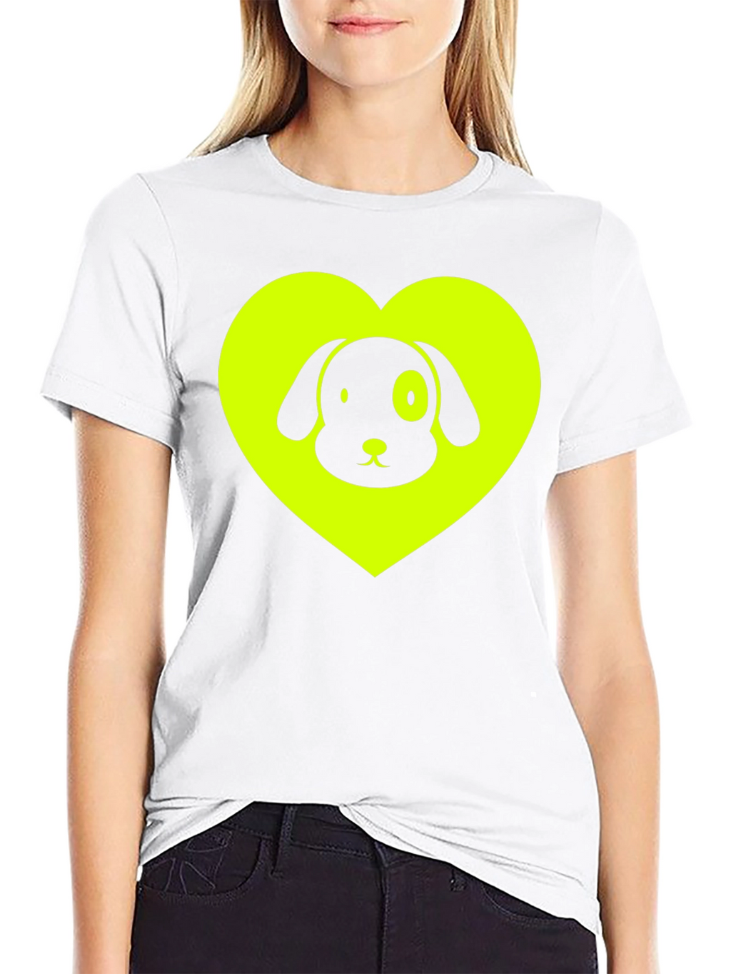 Dog Lover Black T-Shirt - Neon Heart Design