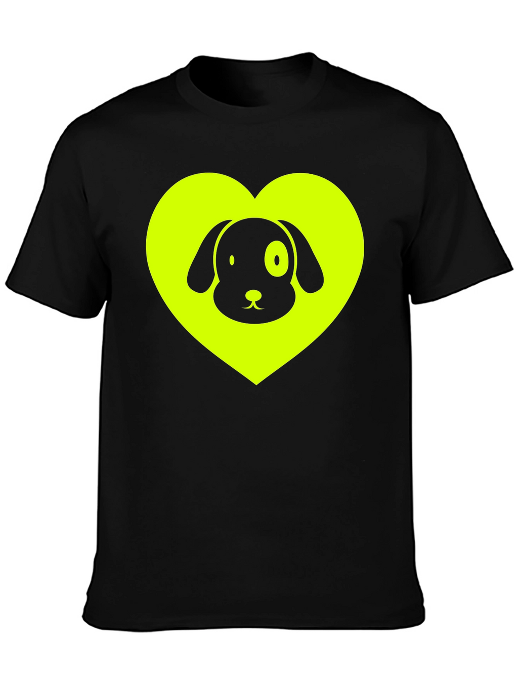 Dog Lover Black T-Shirt - Neon Heart Design