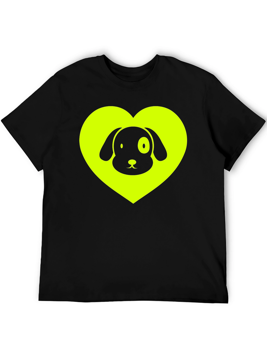 Dog Lover Black T-Shirt - Neon Heart Design