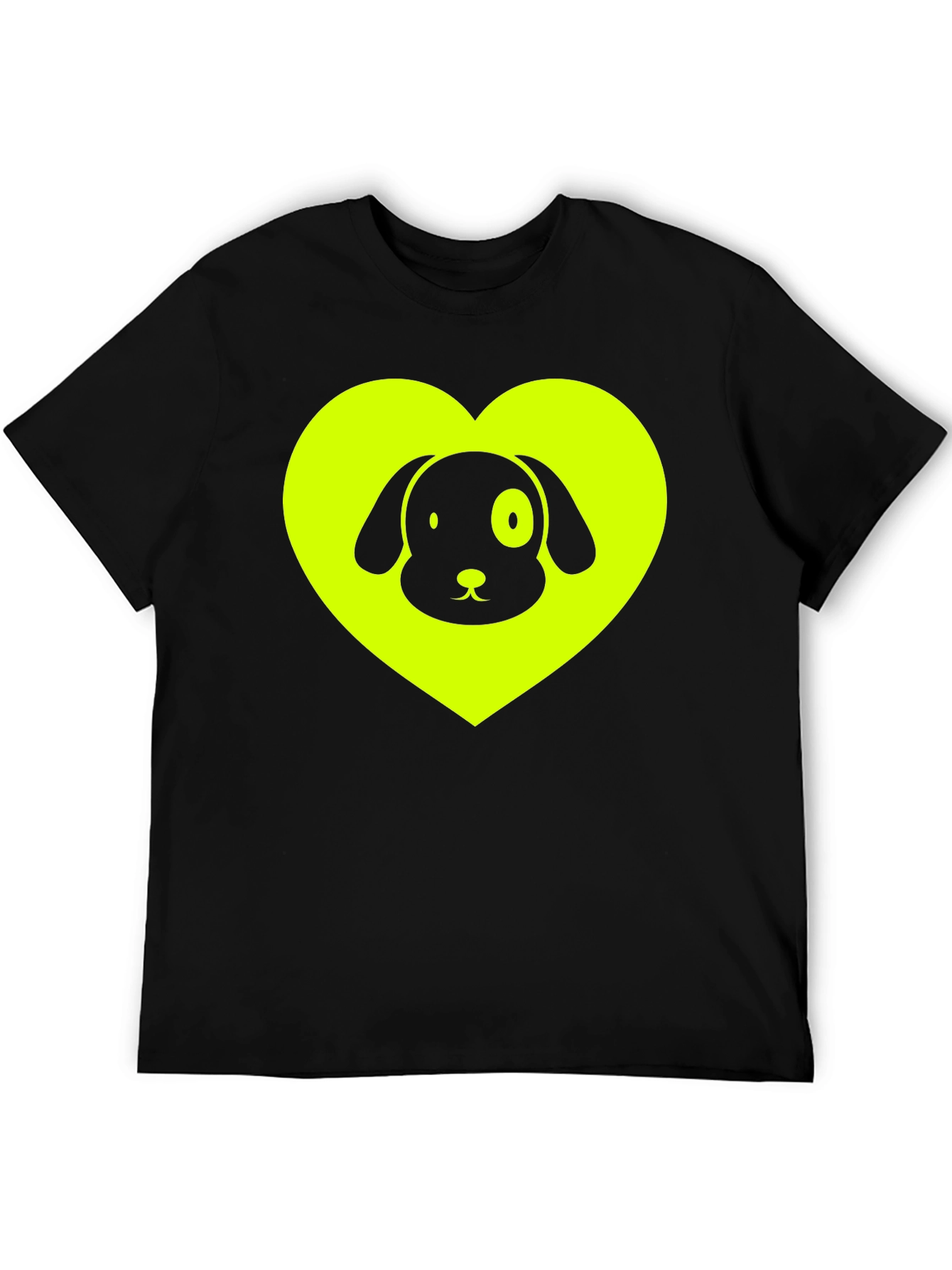Dog Lover Black T-Shirt - Neon Heart Design