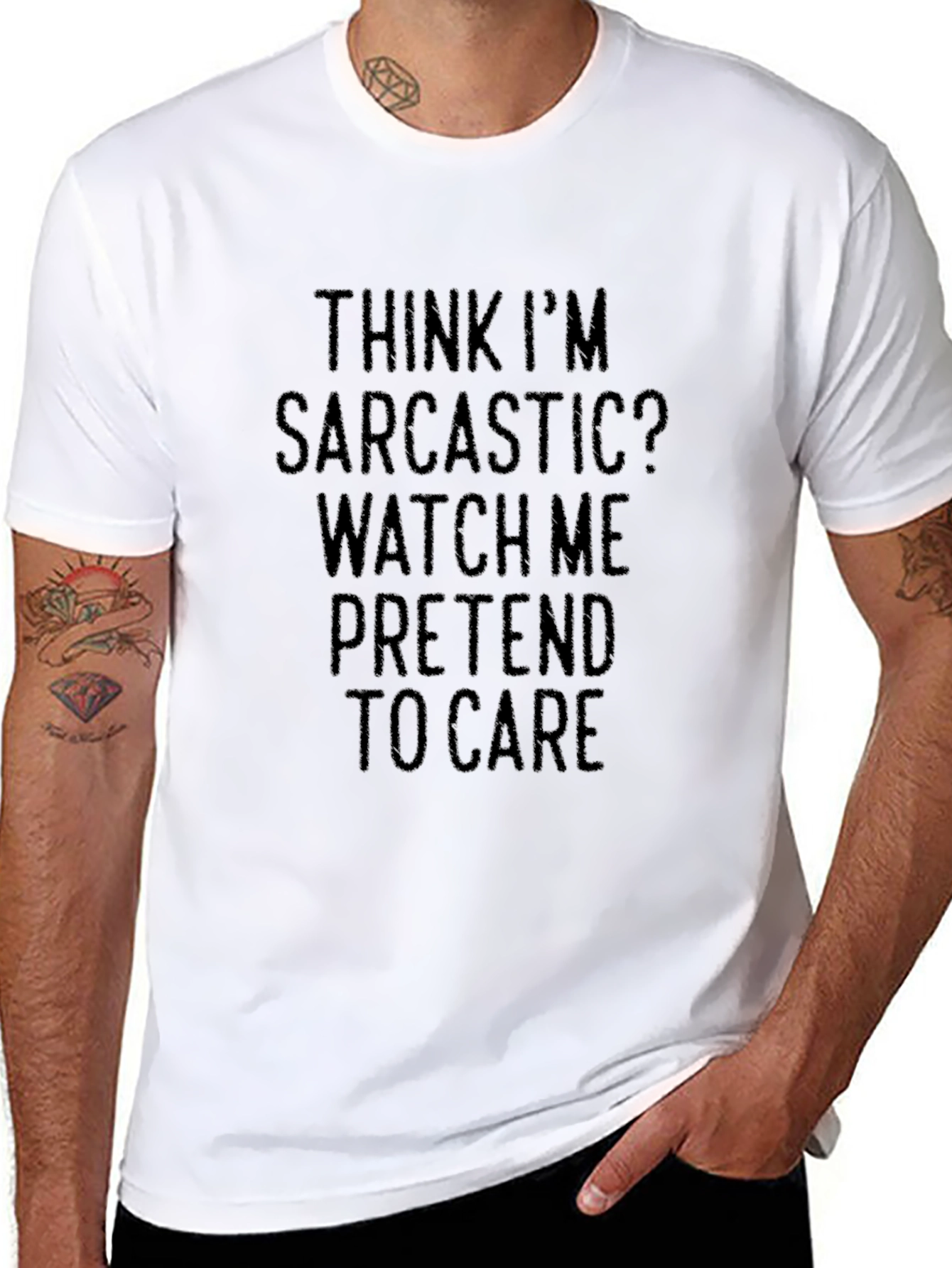 Sarcastic Pretend to Care Black T-Shirt