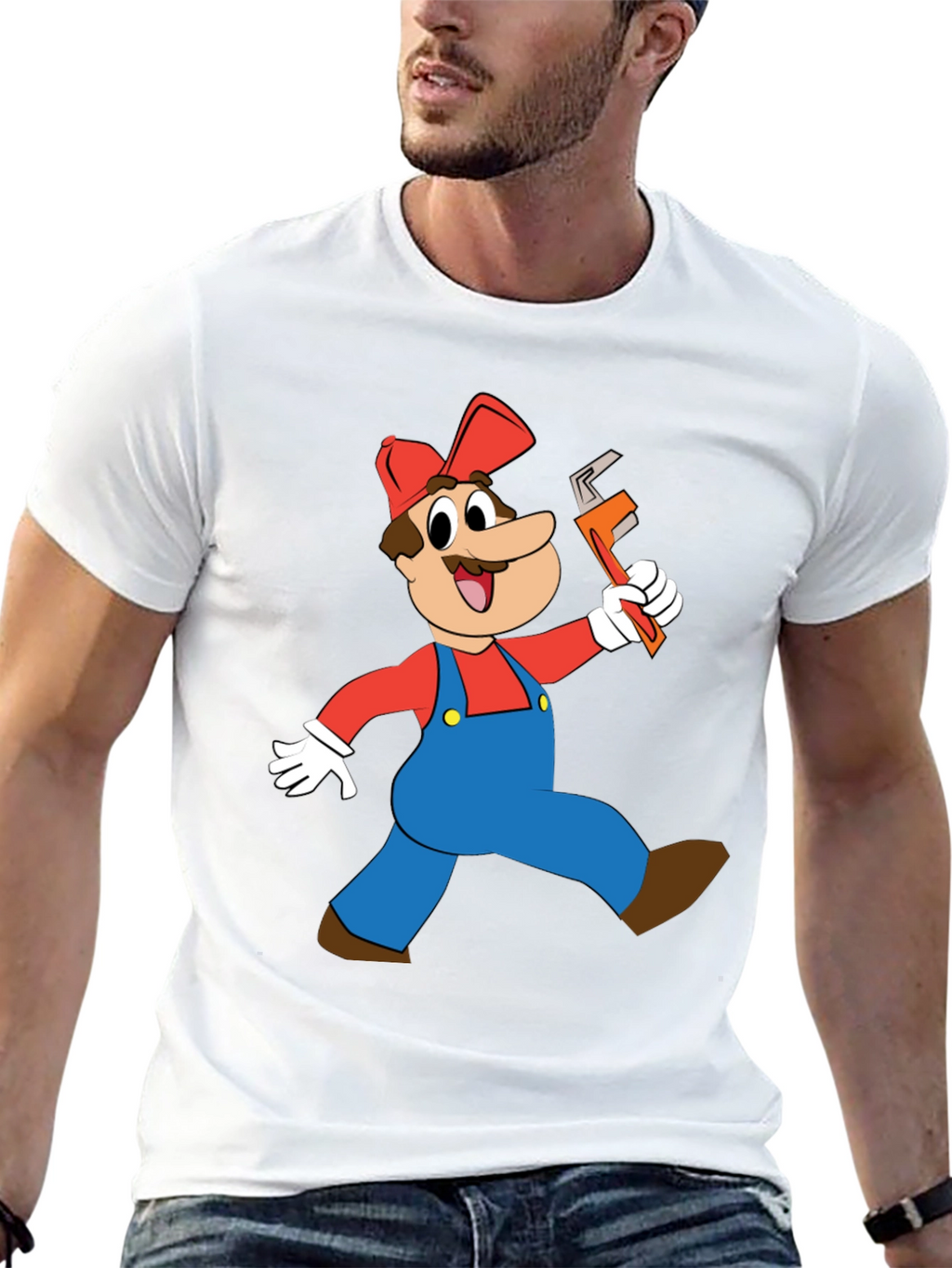 Cartoon Plumber Graphic T-Shirt