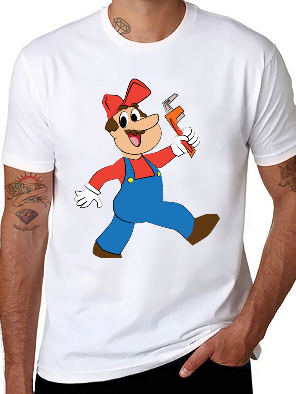Cartoon Plumber Graphic T-Shirt