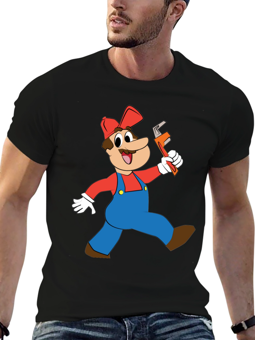 Cartoon Plumber Graphic T-Shirt