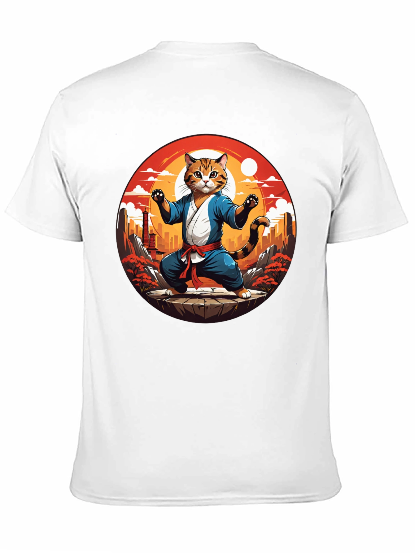 Martial Arts Cat T-Shirt - Black Cotton Tee