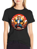 Martial Arts Cat T-Shirt - Black Cotton Tee