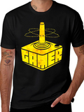 Gamer T-Shirt Retro Joystick Design - Black
