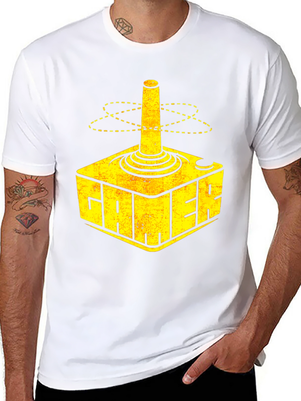 Gamer T-Shirt Retro Joystick Design - Black