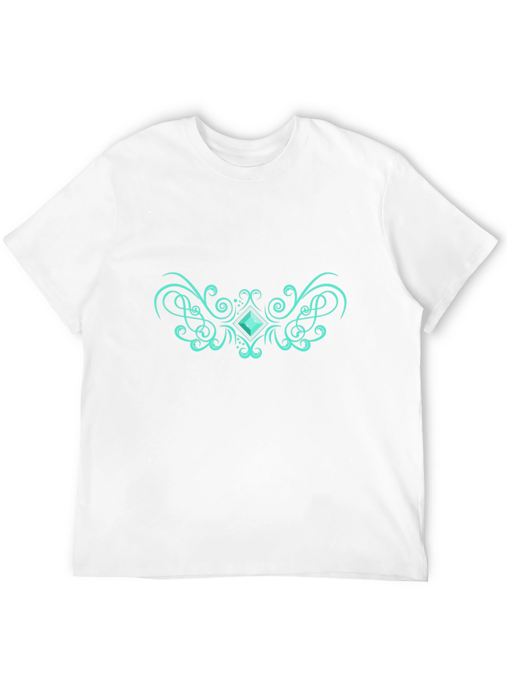 Elegant Black Tee with Teal Gem Design