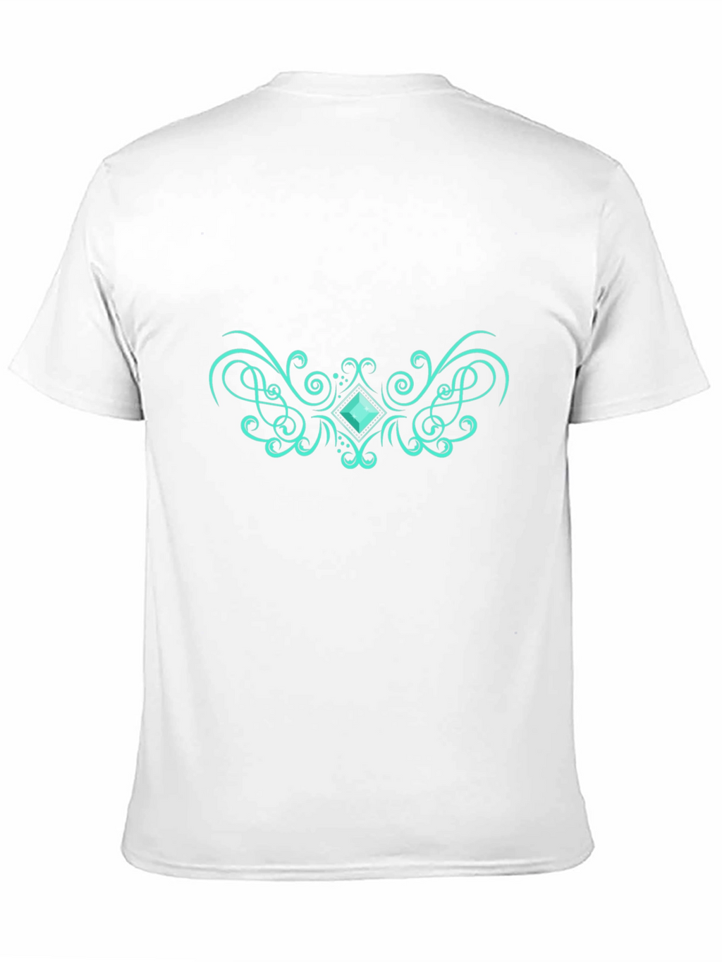 Elegant Black Tee with Teal Gem Design
