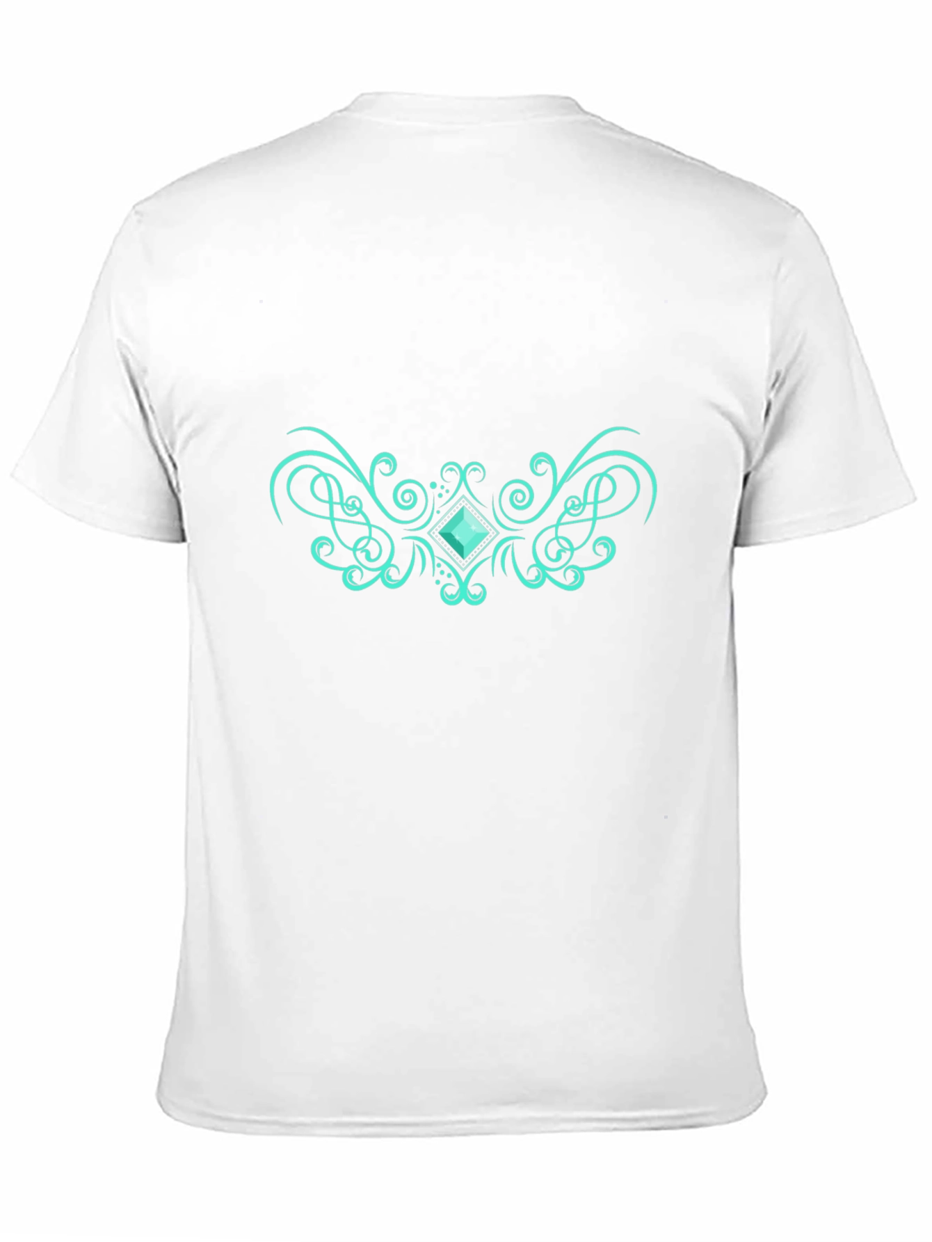 Elegant Black Tee with Teal Gem Design