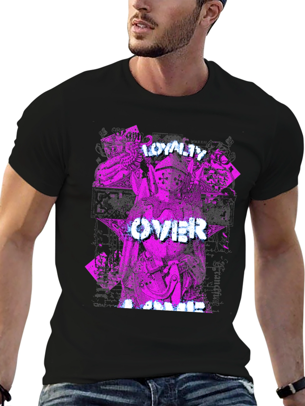 Loyalty Over Fame Black Graphic T-Shirt