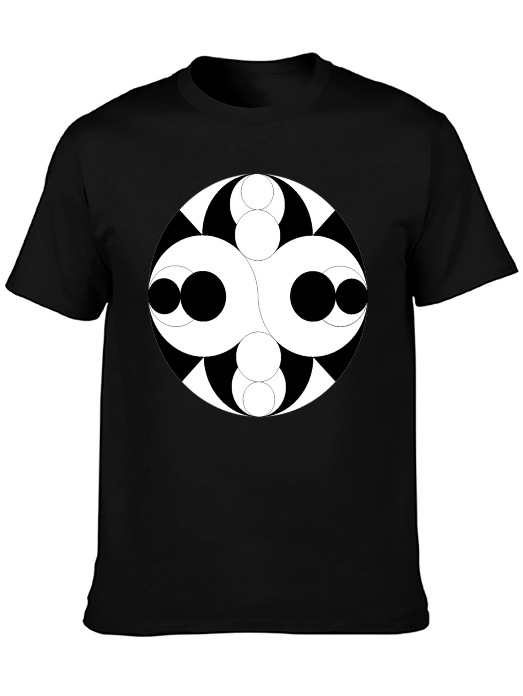 Abstract Circle Design Black T-Shirt