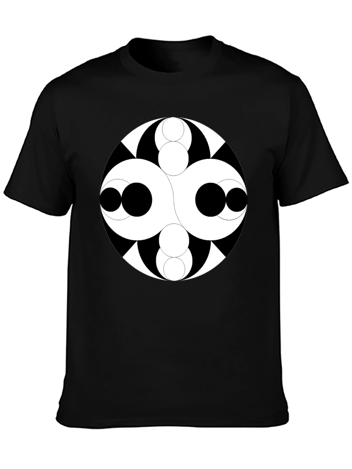 Abstract Circle Design Black T-Shirt