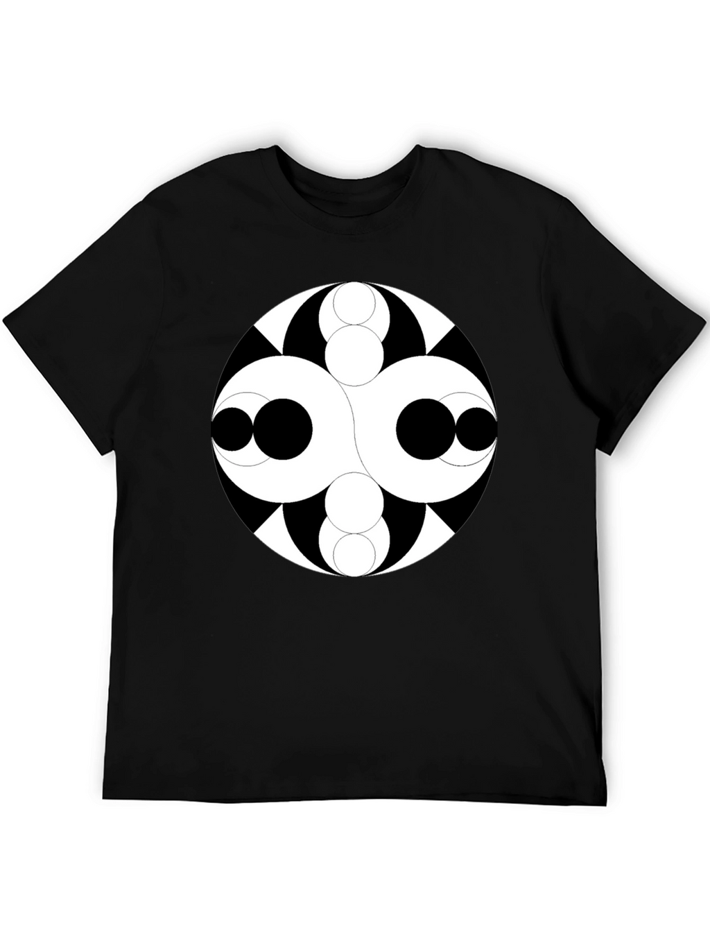 Abstract Circle Design Black T-Shirt