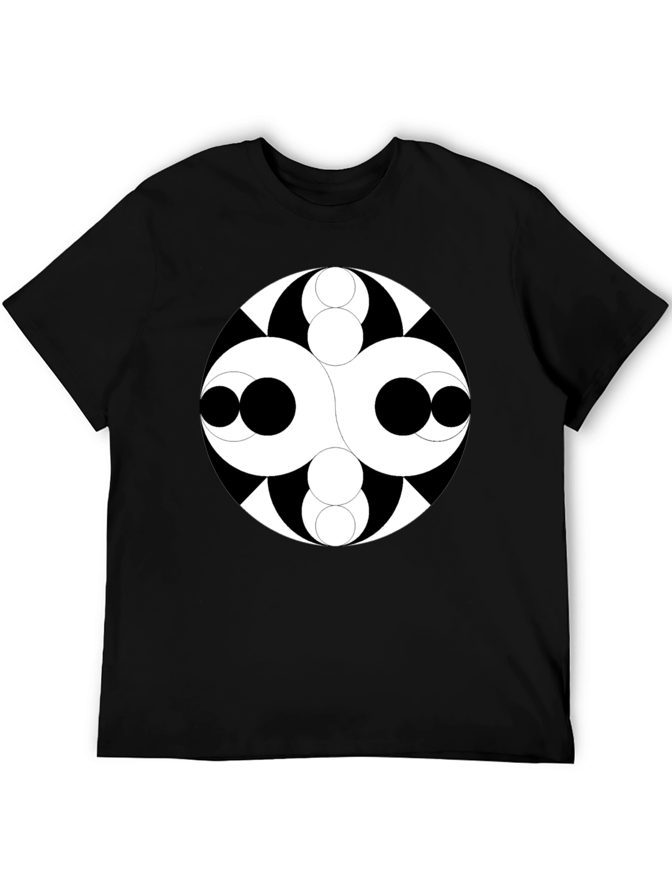Abstract Circle Design Black T-Shirt