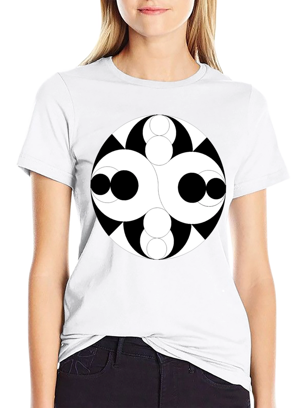 Abstract Circle Design Black T-Shirt