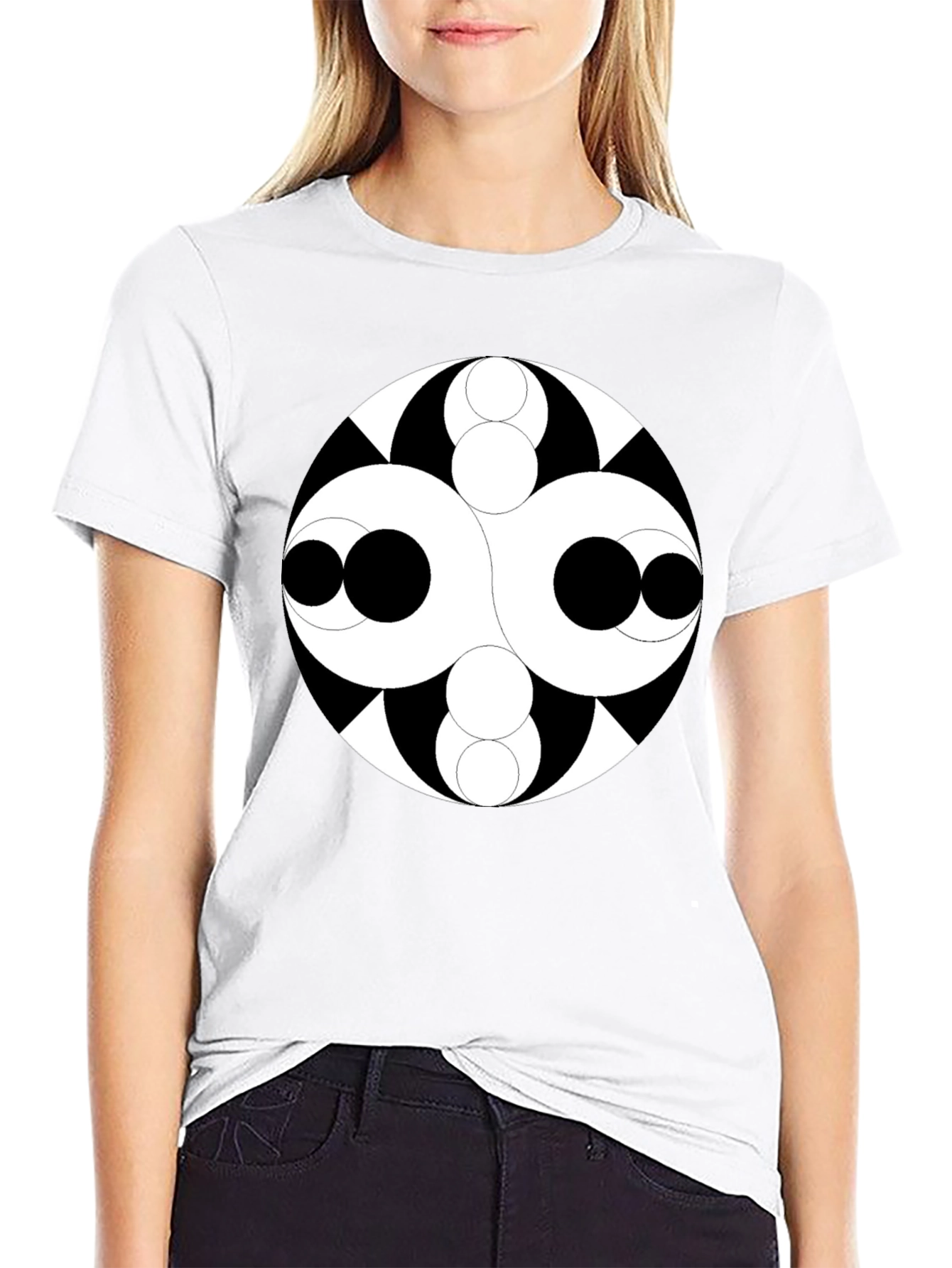 Abstract Circle Design Black T-Shirt