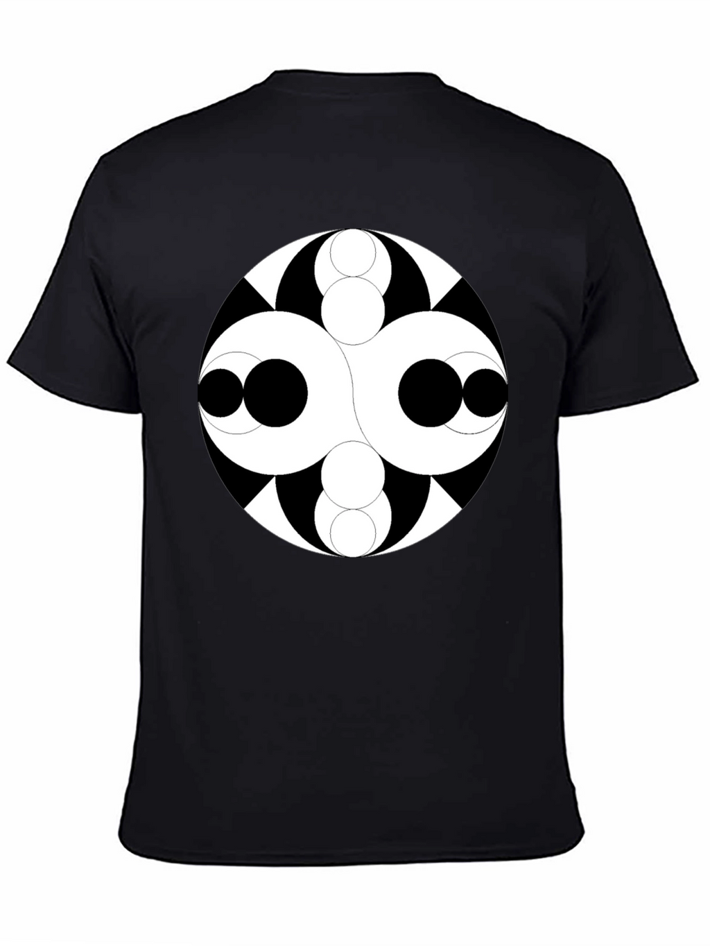 Abstract Circle Design Black T-Shirt
