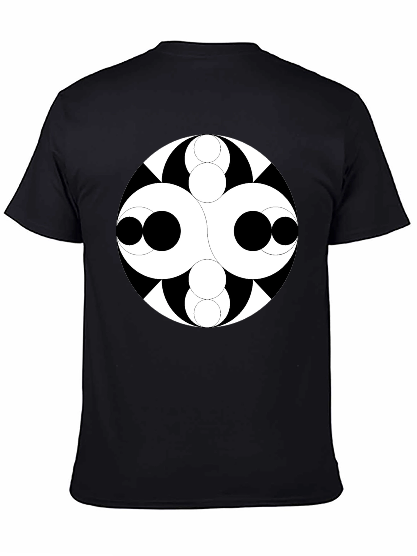 Abstract Circle Design Black T-Shirt