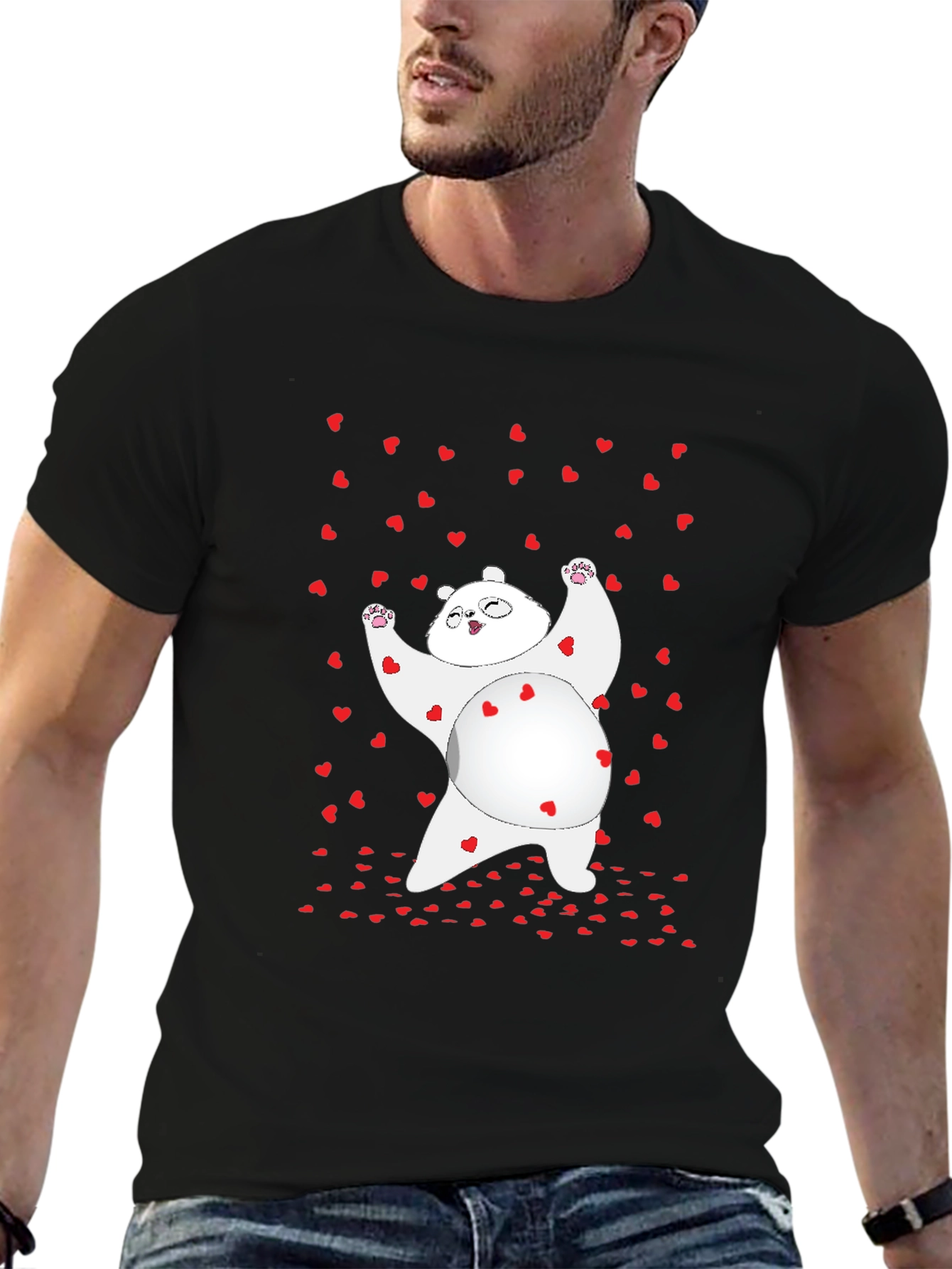 Valentines Day Panda Bear Heart T-Shirt