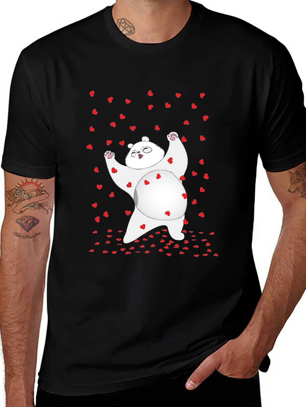 Valentines Day Panda Bear Heart T-Shirt