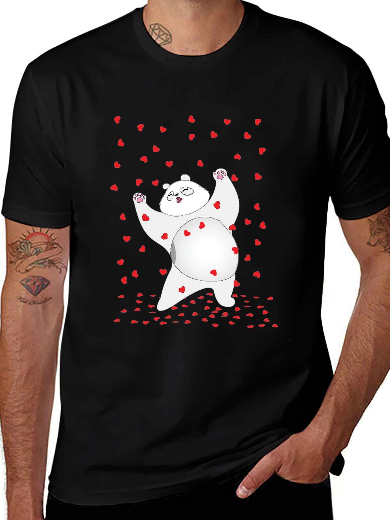 Valentines Day Panda Bear Heart T-Shirt