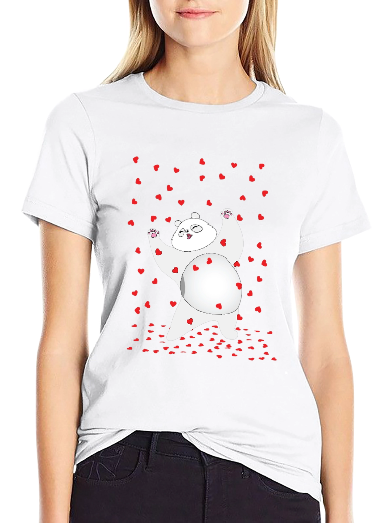 Valentines Day Panda Bear Heart T-Shirt
