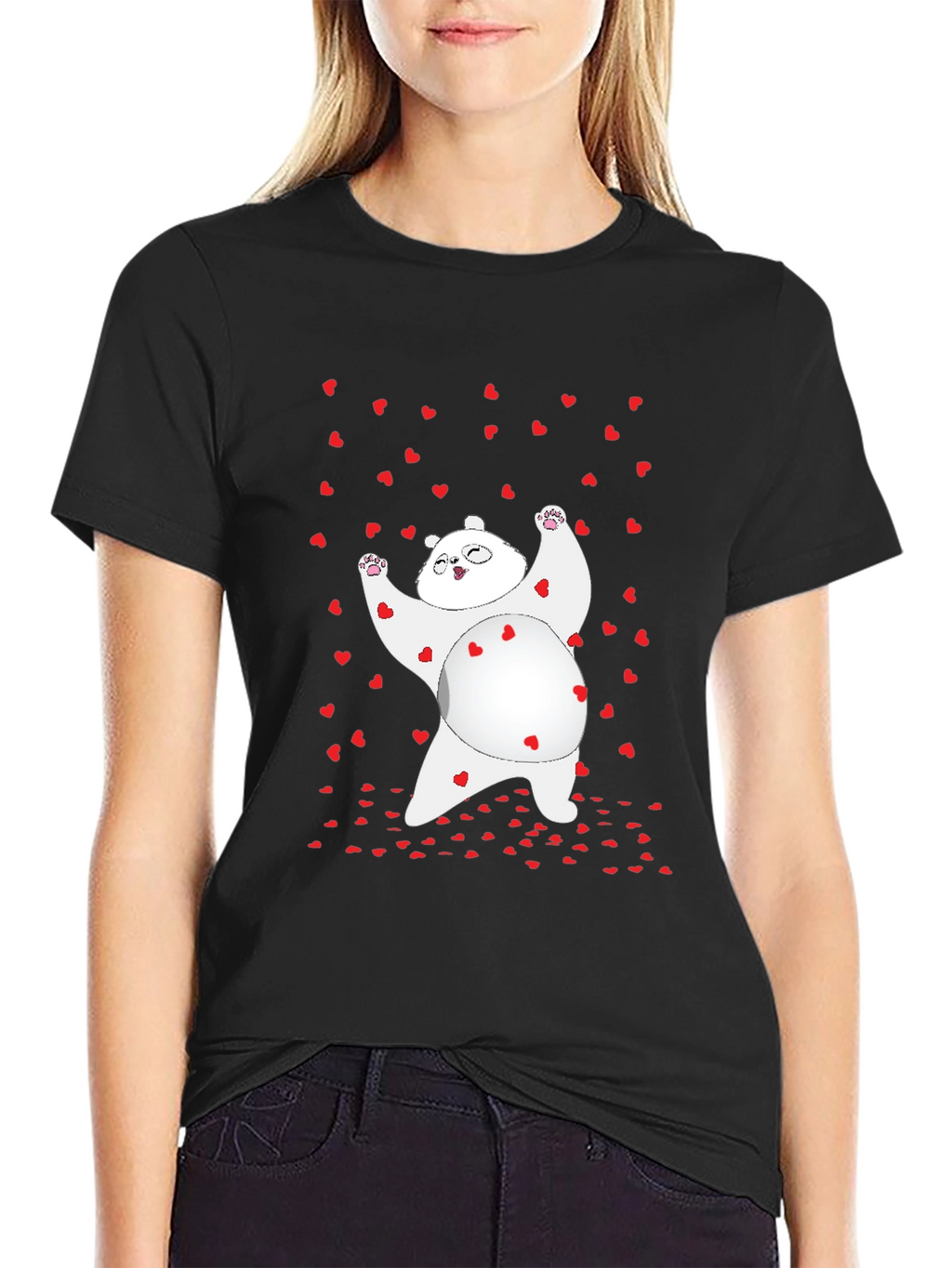 Valentines Day Panda Bear Heart T-Shirt