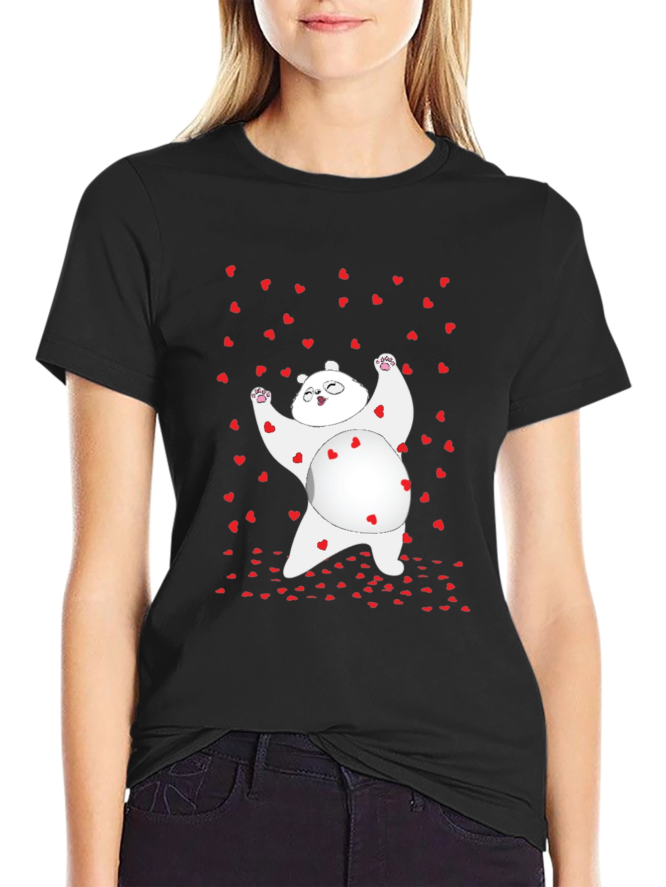 Valentines Day Panda Bear Heart T-Shirt