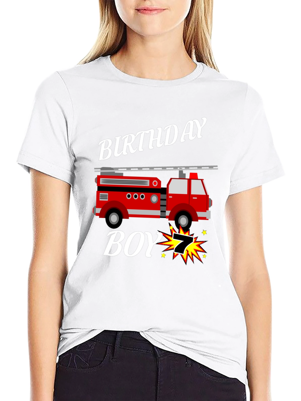 Firetruck Birthday Boy T-Shirt - 7 Years Old