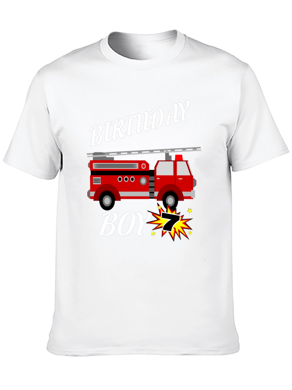 Firetruck Birthday Boy T-Shirt - 7 Years Old