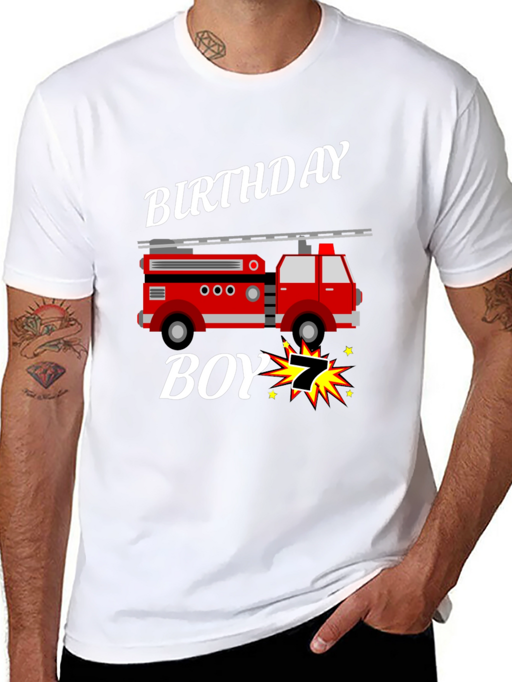 Firetruck Birthday Boy T-Shirt - 7 Years Old