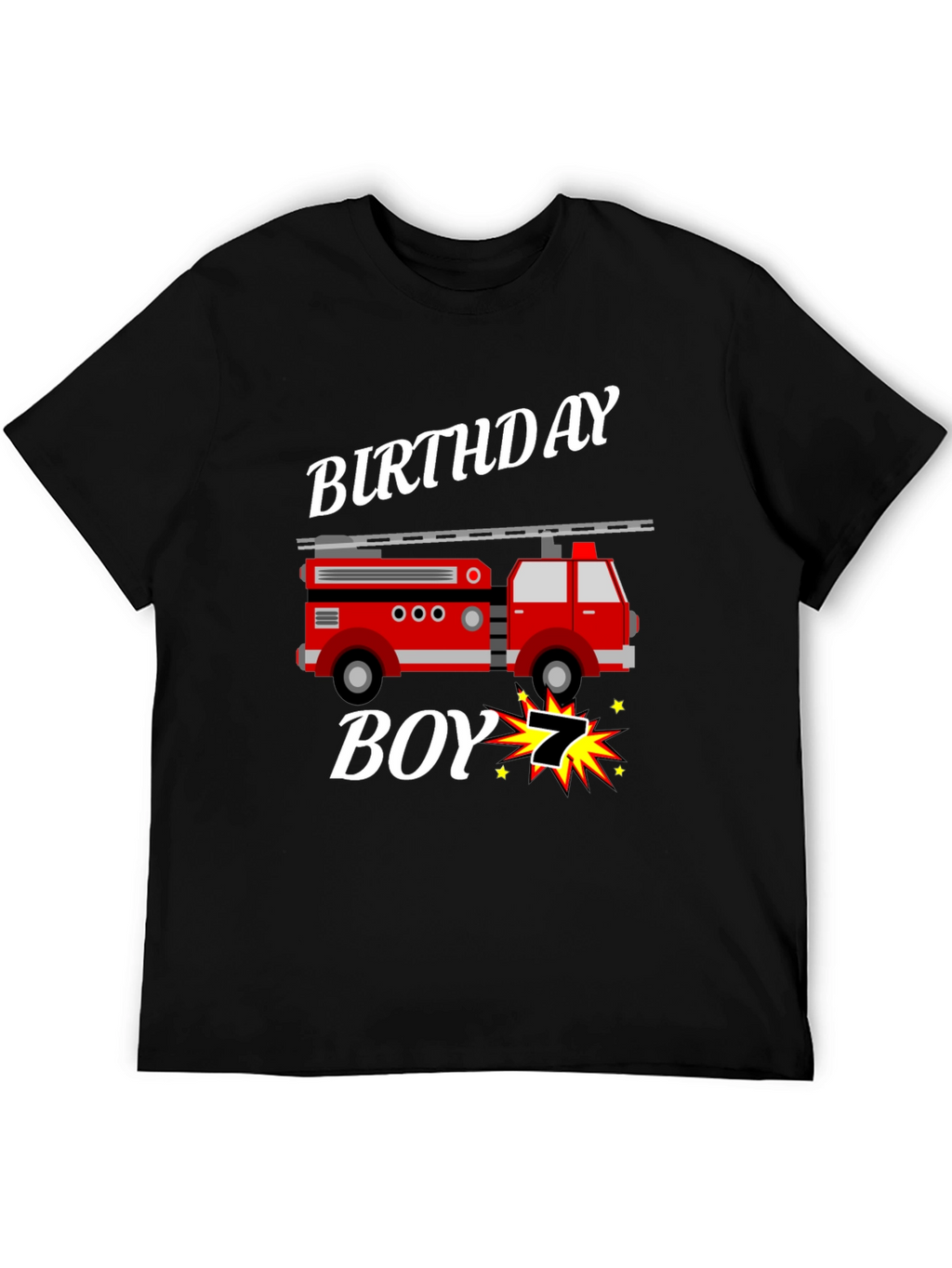Firetruck Birthday Boy T-Shirt - 7 Years Old