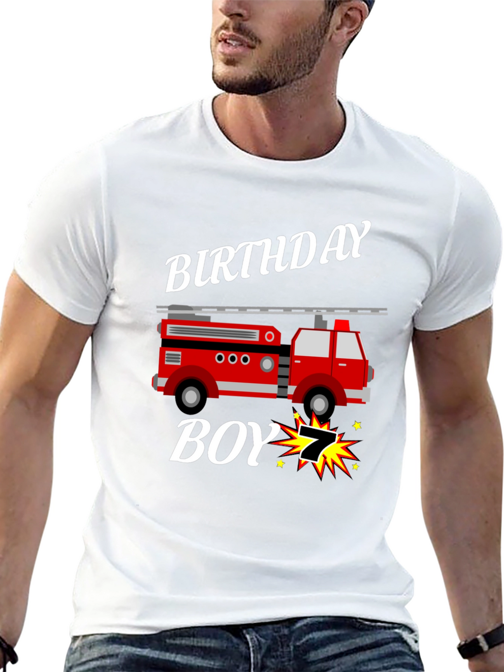 Firetruck Birthday Boy T-Shirt - 7 Years Old