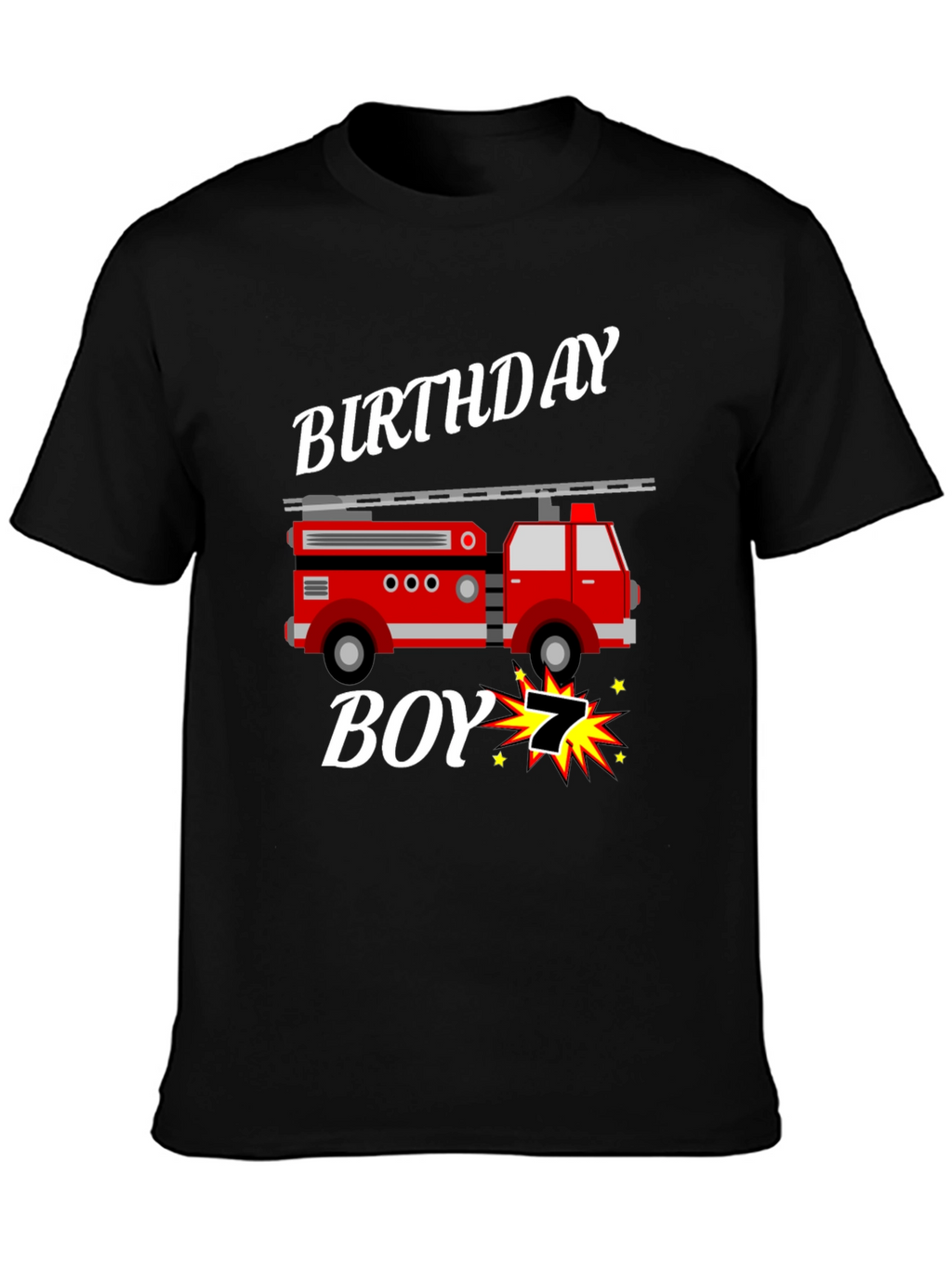 Firetruck Birthday Boy T-Shirt - 7 Years Old