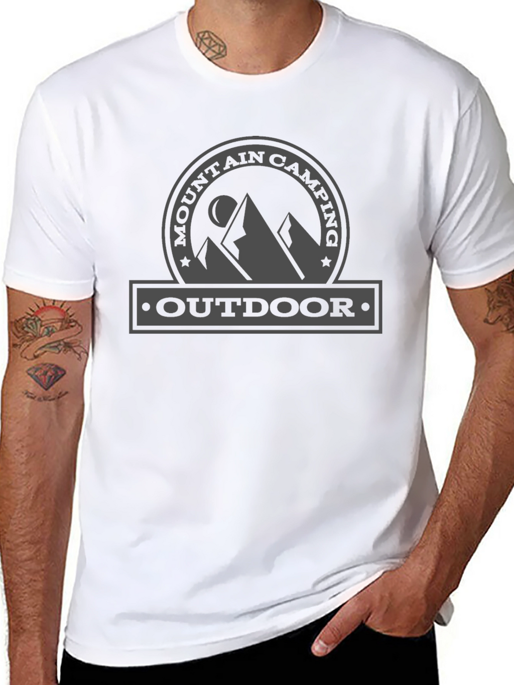 Mountain Camping Outdoor Graphic Tee - Black