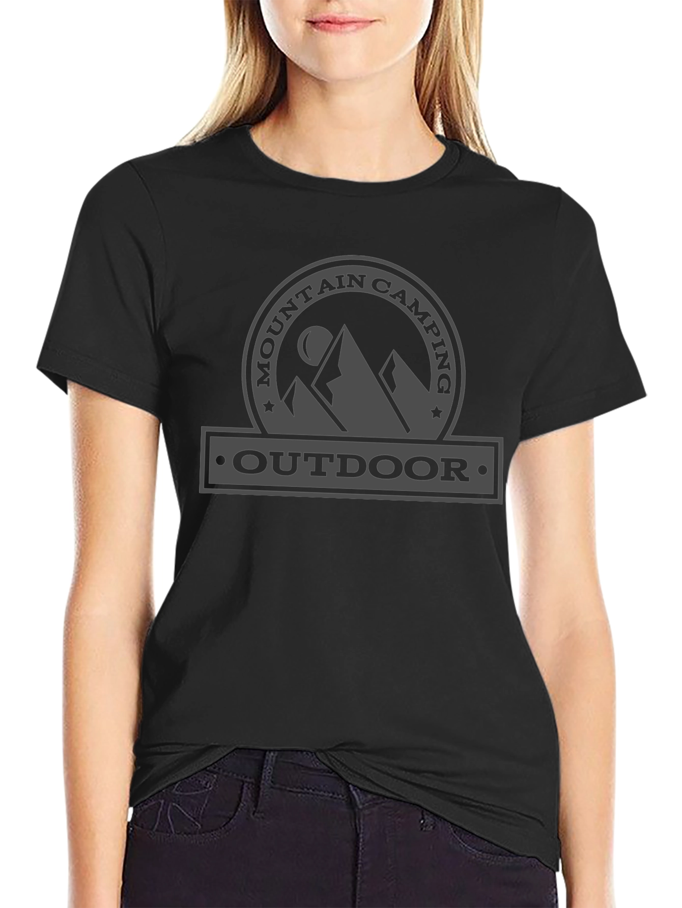 Mountain Camping Outdoor Graphic Tee - Black