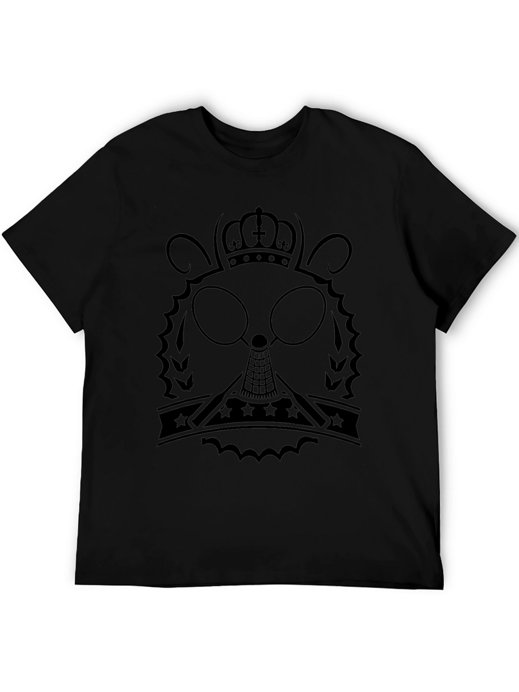 Black T-Shirt with Crowned Character Graphic
