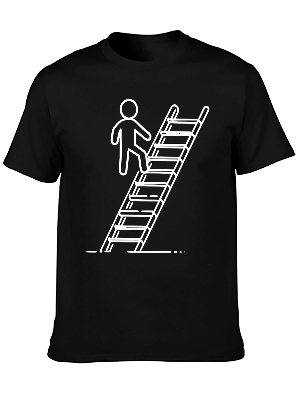 Climbing Ladder Graphic Tee - Black Cotton Casual