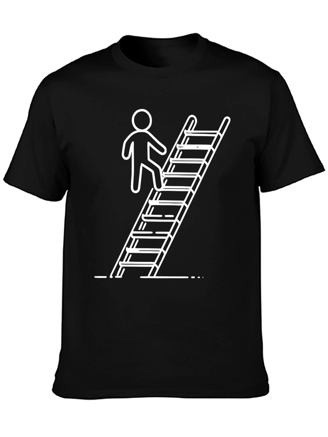 Climbing Ladder Graphic Tee - Black Cotton Casual