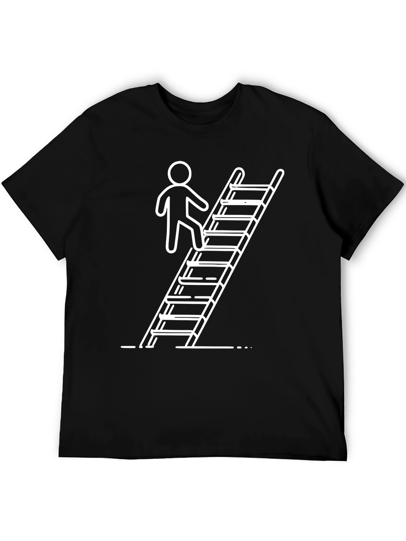 Climbing Ladder Graphic Tee - Black Cotton Casual