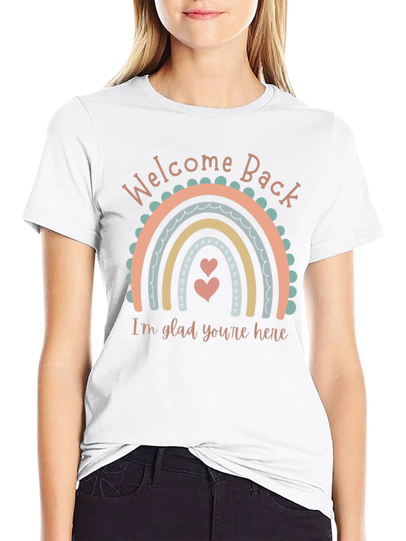 Welcome Back Graphic Tee - Rainbow Design