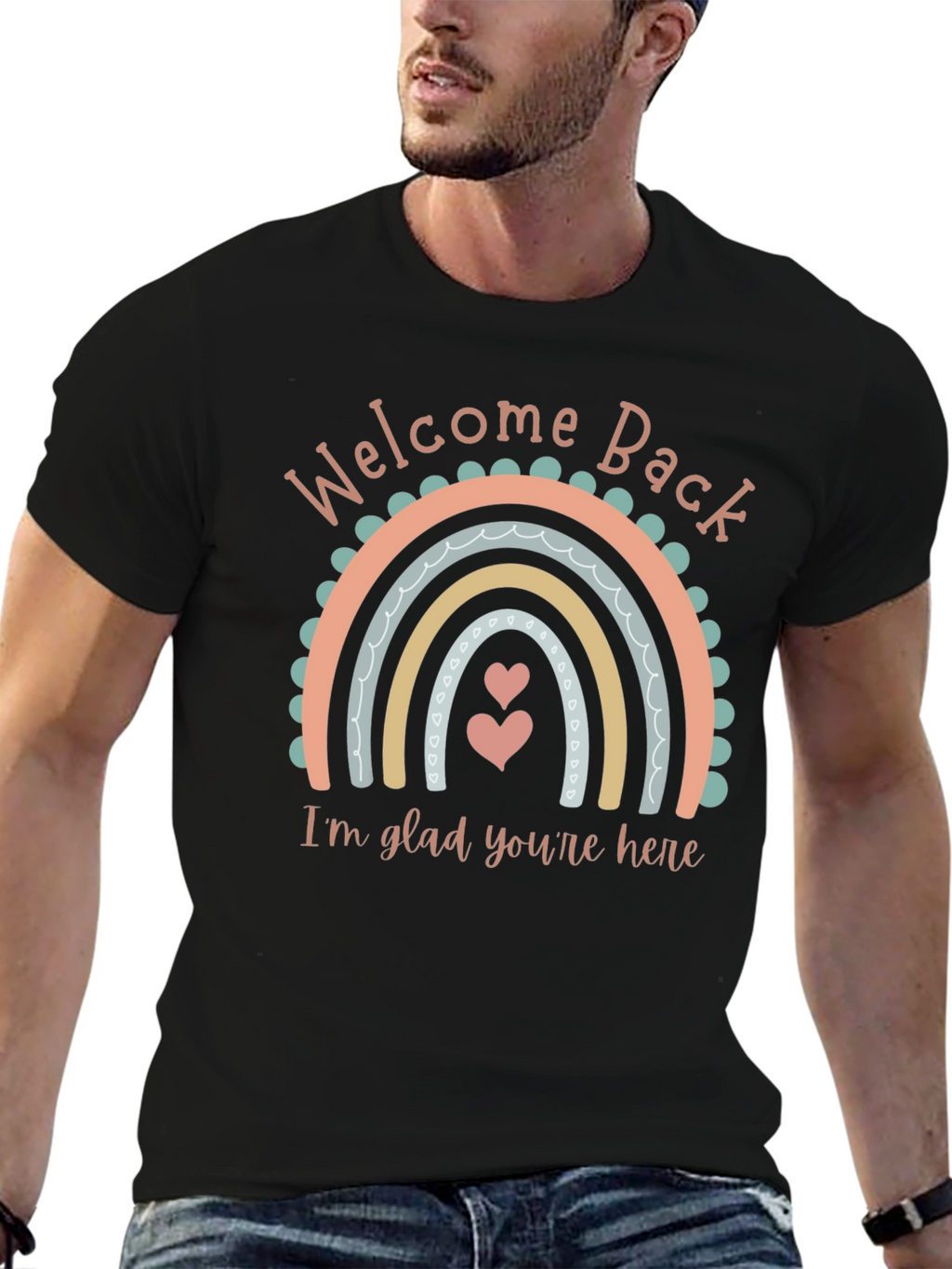 Welcome Back Graphic Tee - Rainbow Design