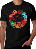 Festive Floral Santa Sleigh Graphic Tee