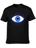 Evil Eye Heart Graphic Black T-Shirt