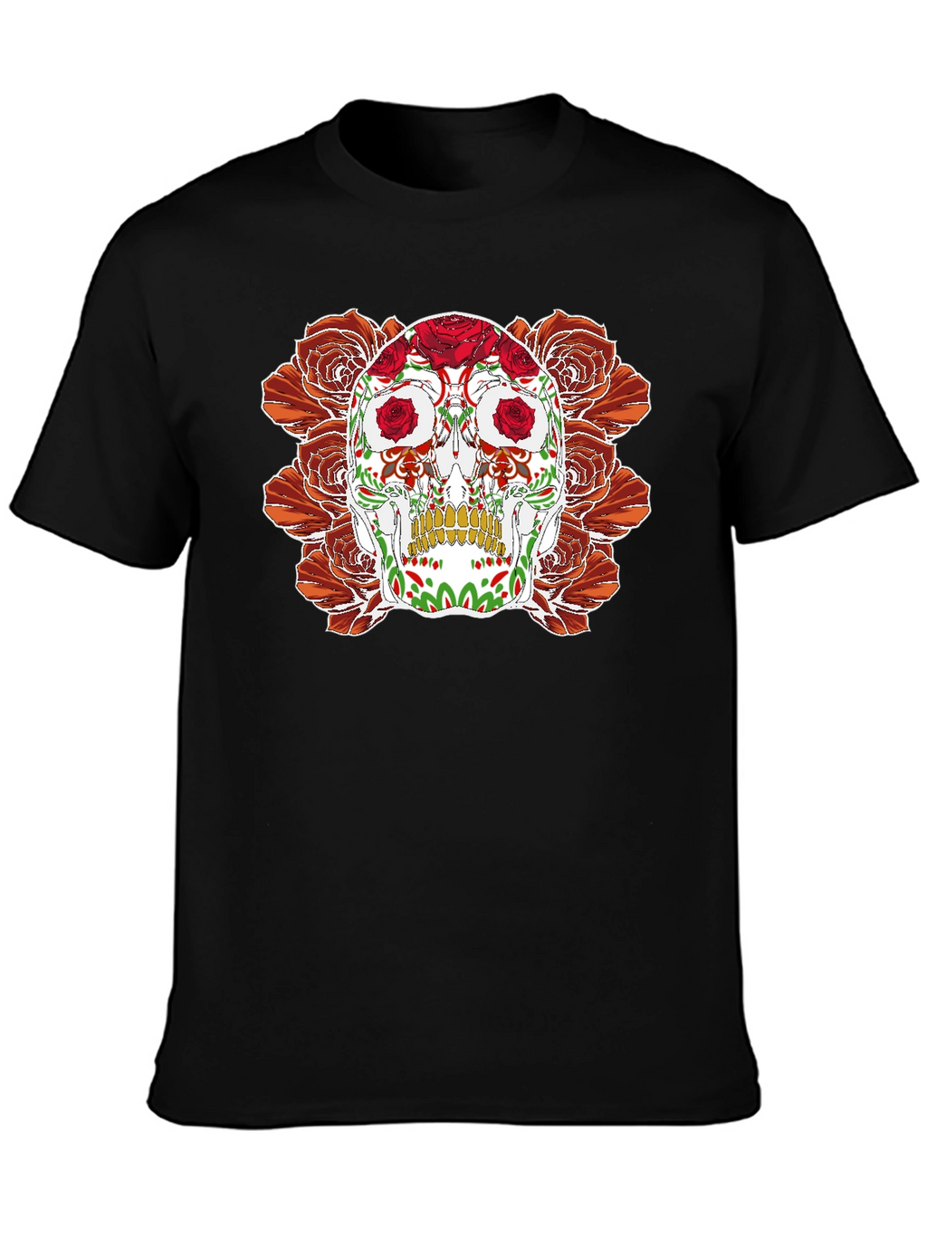 Day of the Dead Skull & Roses Graphic Tee