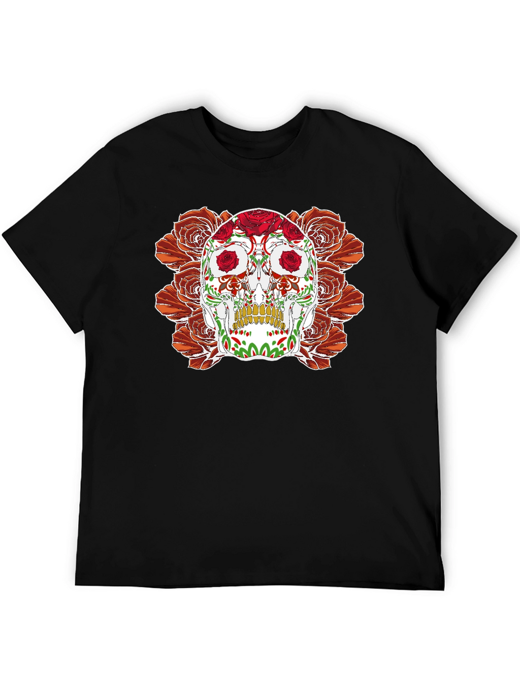 Day of the Dead Skull & Roses Graphic Tee