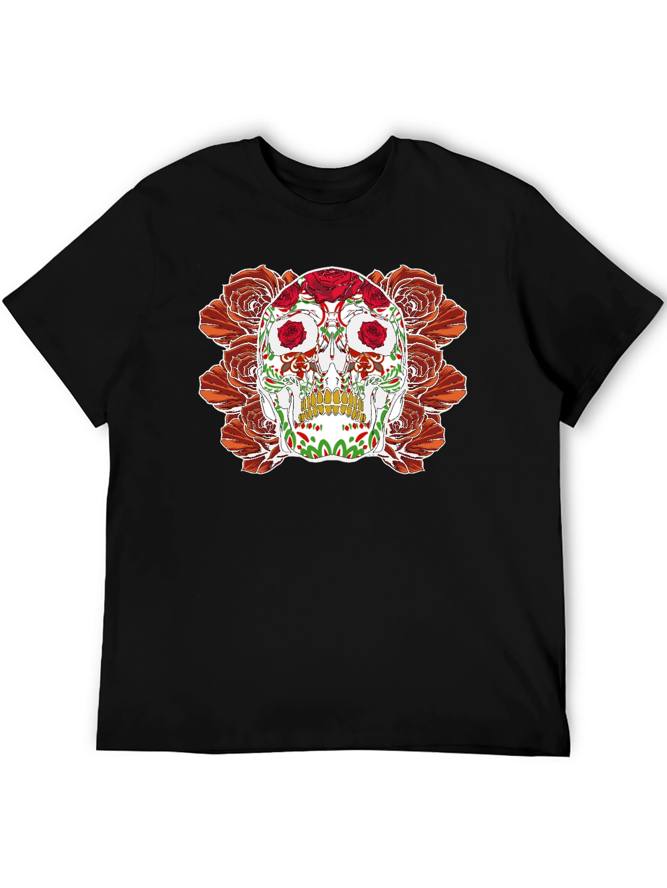 Day of the Dead Skull & Roses Graphic Tee