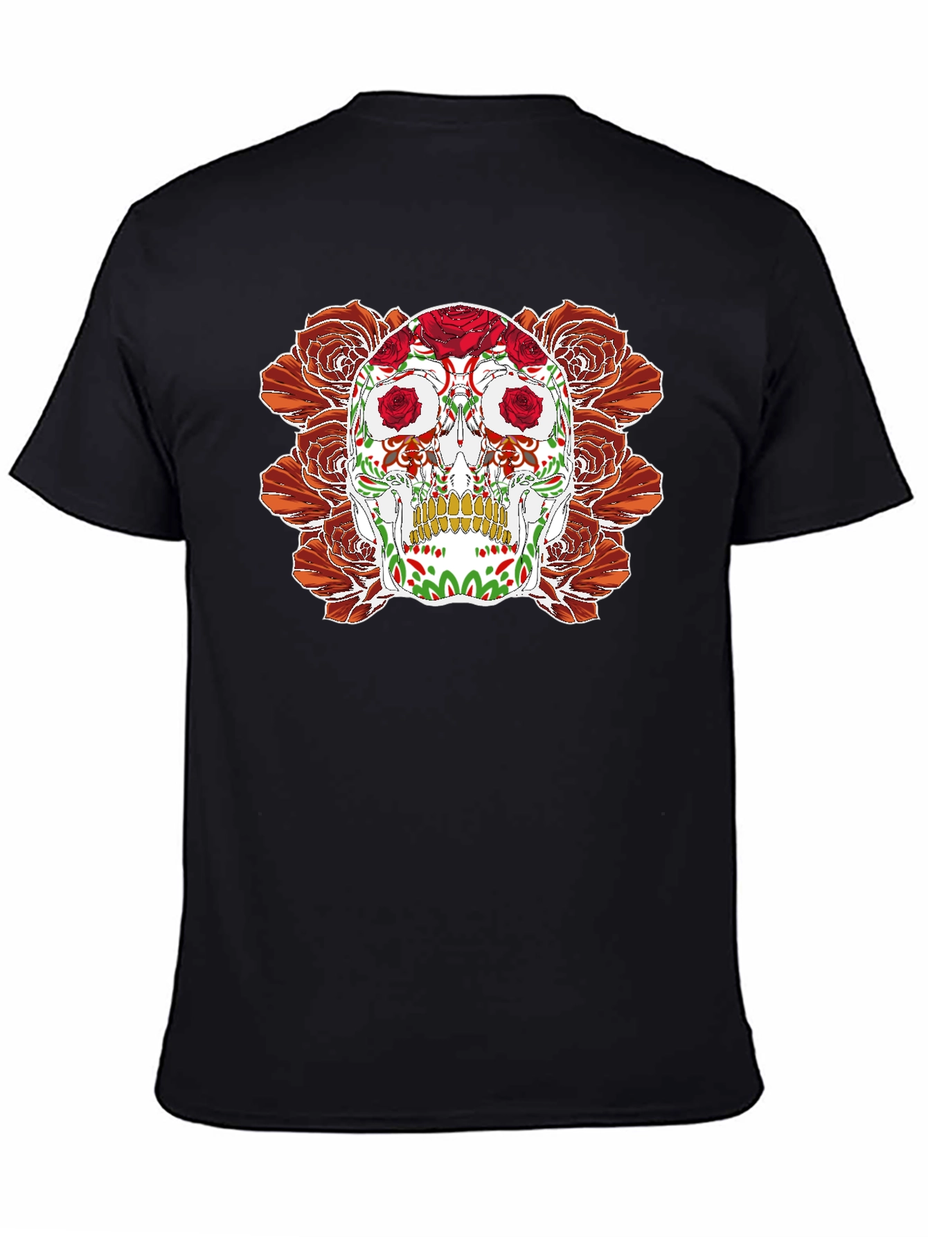 Day of the Dead Skull & Roses Graphic Tee